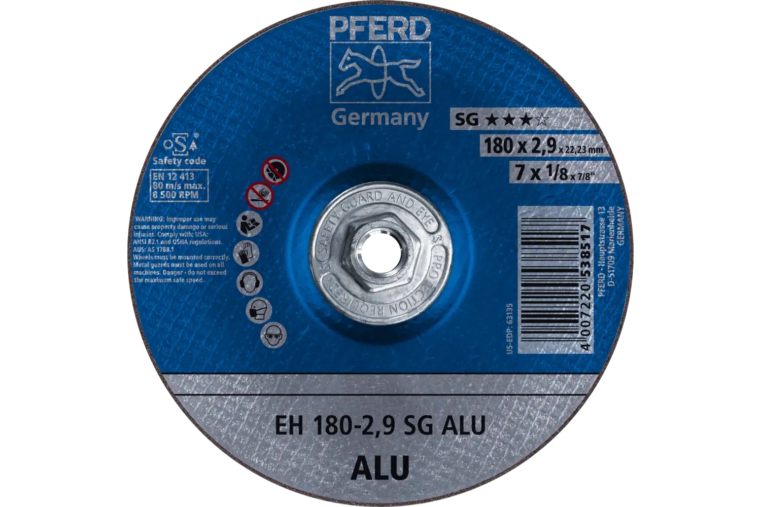 Picture of Pferd Cut-Off Wheel, 7" X 1/8 X 5/8-11, Sg Alu, T27, Aluminum Oxide